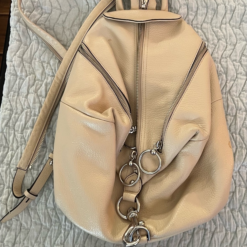 Rebecca Minkoff Tan Leather Backpack with Silver Accents